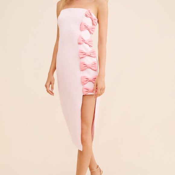 BHLDN Lia Strapless Bow Midi Dress - Size XS - Picture 2 of 4